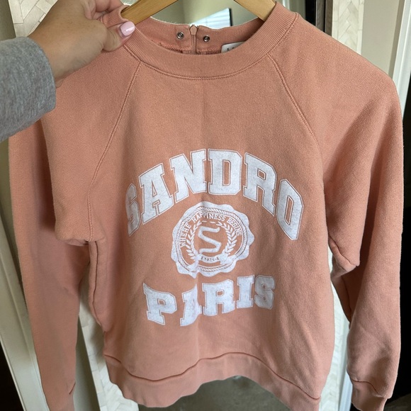 Sandro Paris Coral Sweatshirt with White Logo - Picture 2 of 8